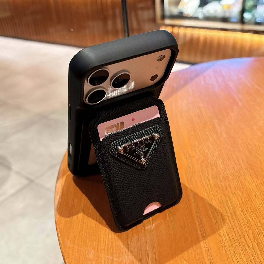 Luxury Slim Card Pocket Case – Triangle Metal Badge Design