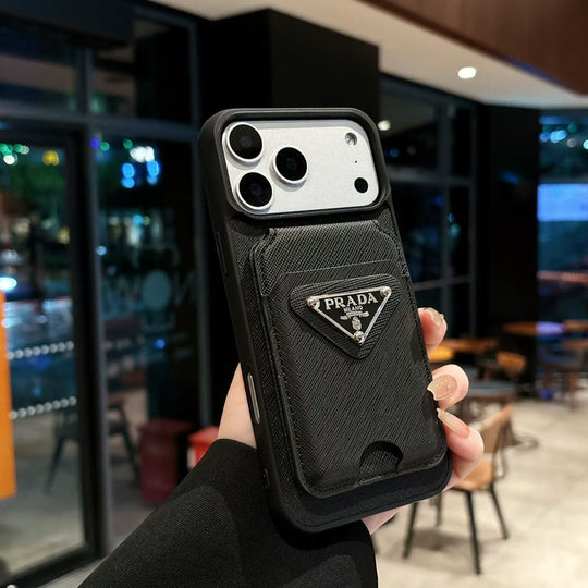 Luxury Slim Card Pocket Case – Triangle Metal Badge Design