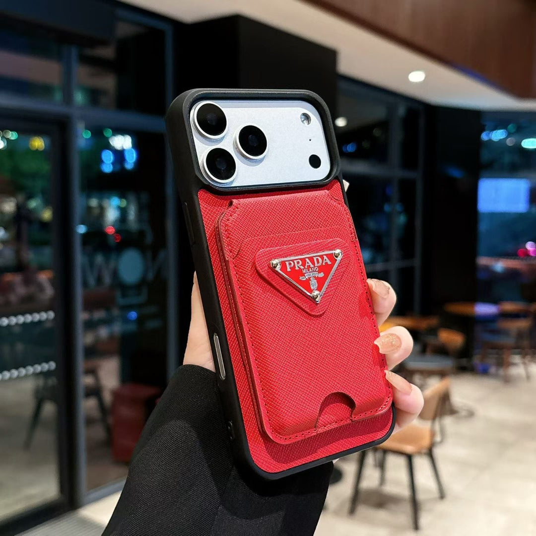 Luxury Slim Card Pocket Case – Triangle Metal Badge Design