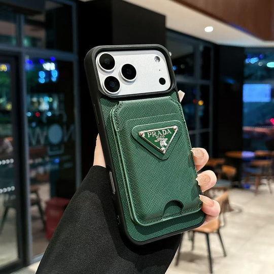 Luxury Slim Card Pocket Case – Triangle Metal Badge Design