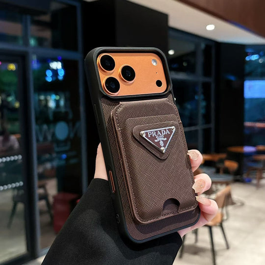 Luxury Slim Card Pocket Case – Triangle Metal Badge Design