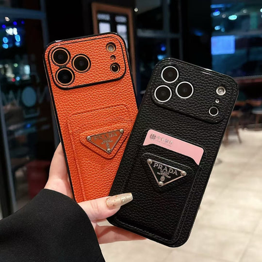 Luxury Triangle Emblem Card Slot Protective Phone Case