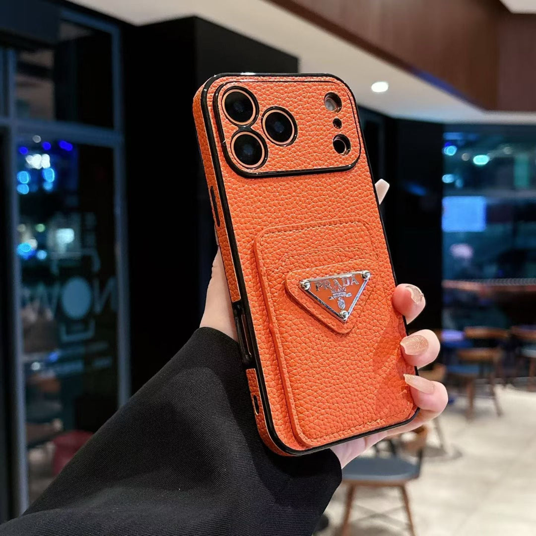 Luxury Triangle Emblem Card Slot Protective Phone Case