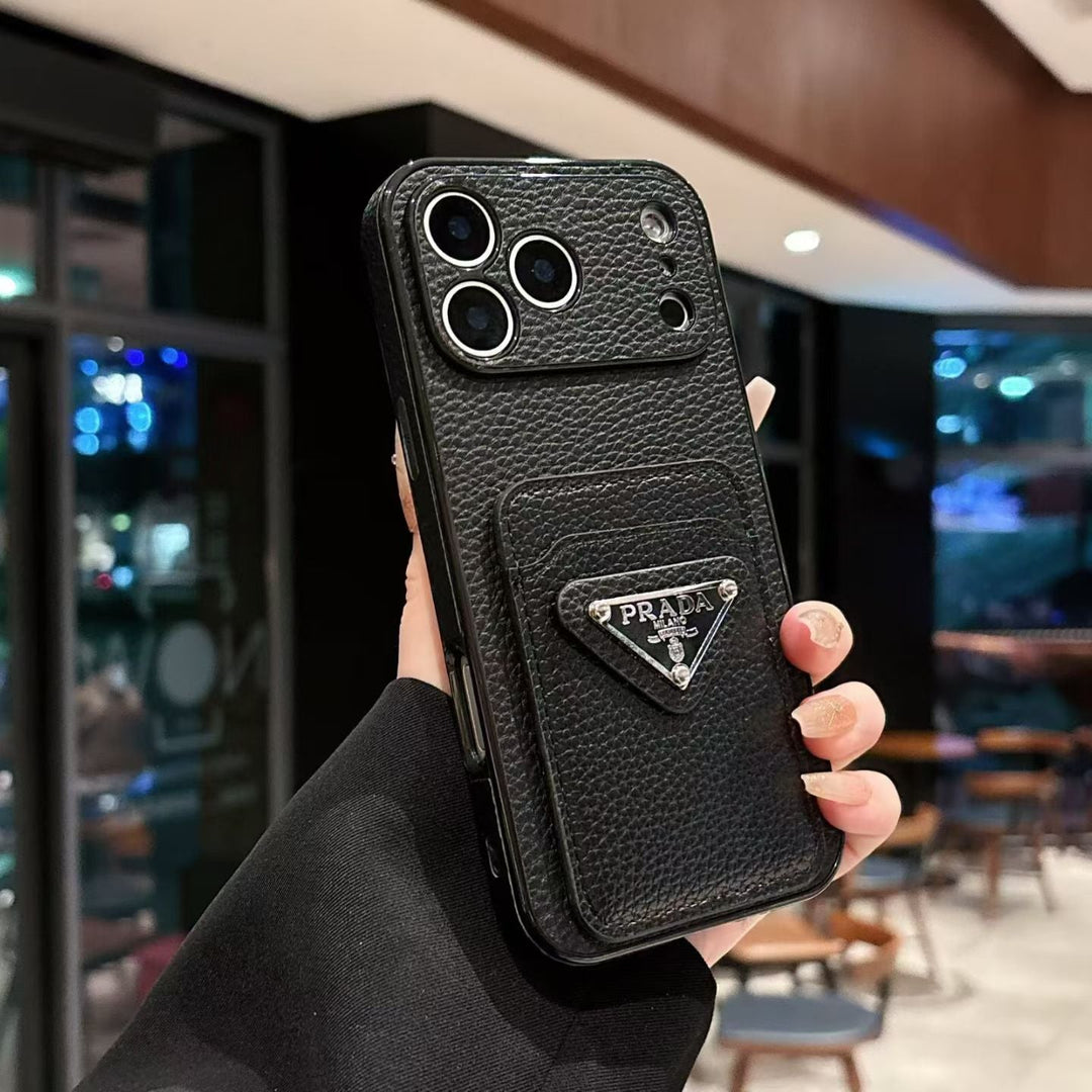 Luxury Triangle Emblem Card Slot Protective Phone Case