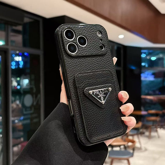 Luxury Triangle Emblem Card Slot Protective Phone Case