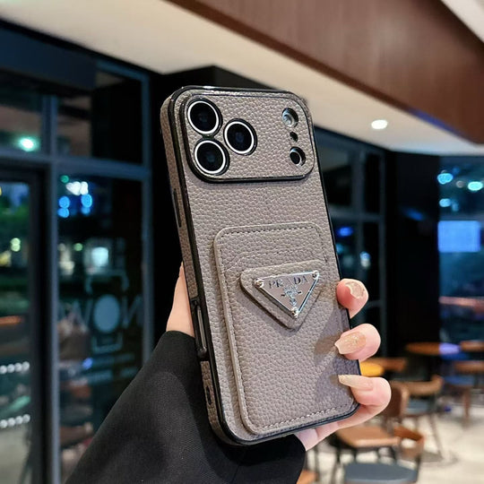 Luxury Triangle Emblem Card Slot Protective Phone Case
