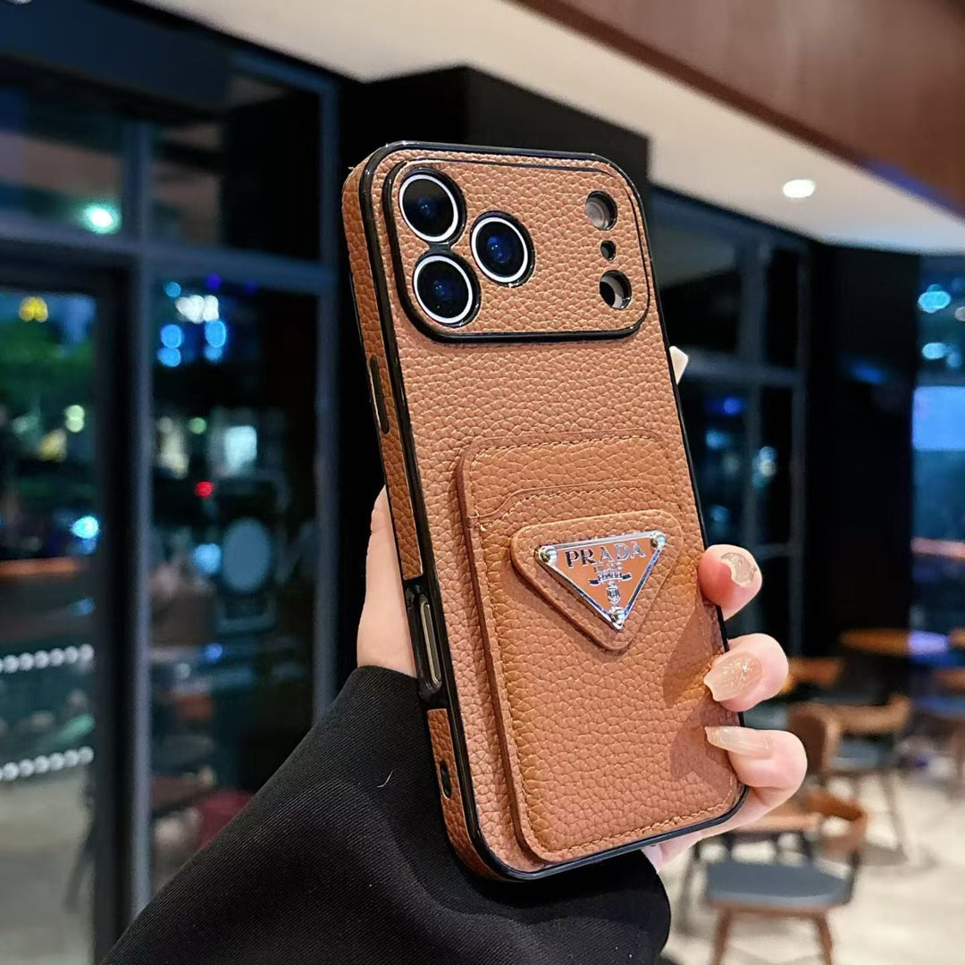 Luxury Triangle Emblem Card Slot Protective Phone Case