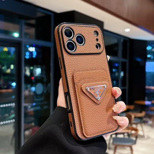 Luxury Triangle Emblem Card Slot Protective Phone Case