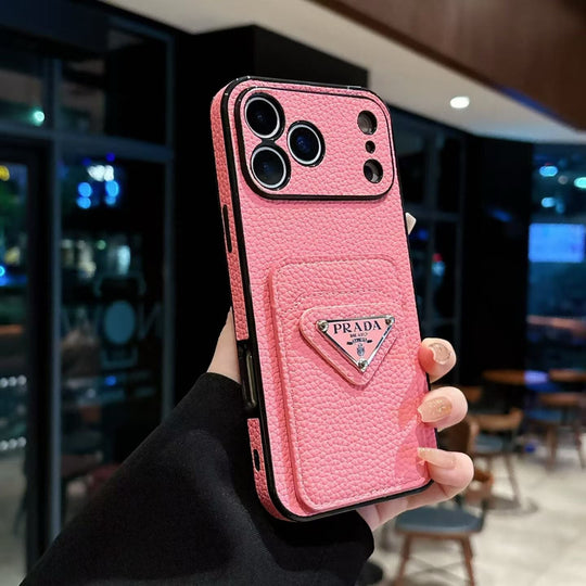 Luxury Triangle Emblem Card Slot Protective Phone Case