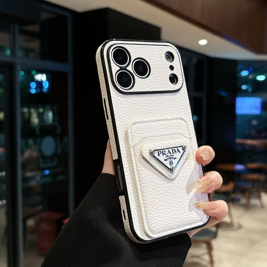 Luxury Triangle Emblem Card Slot Protective Phone Case