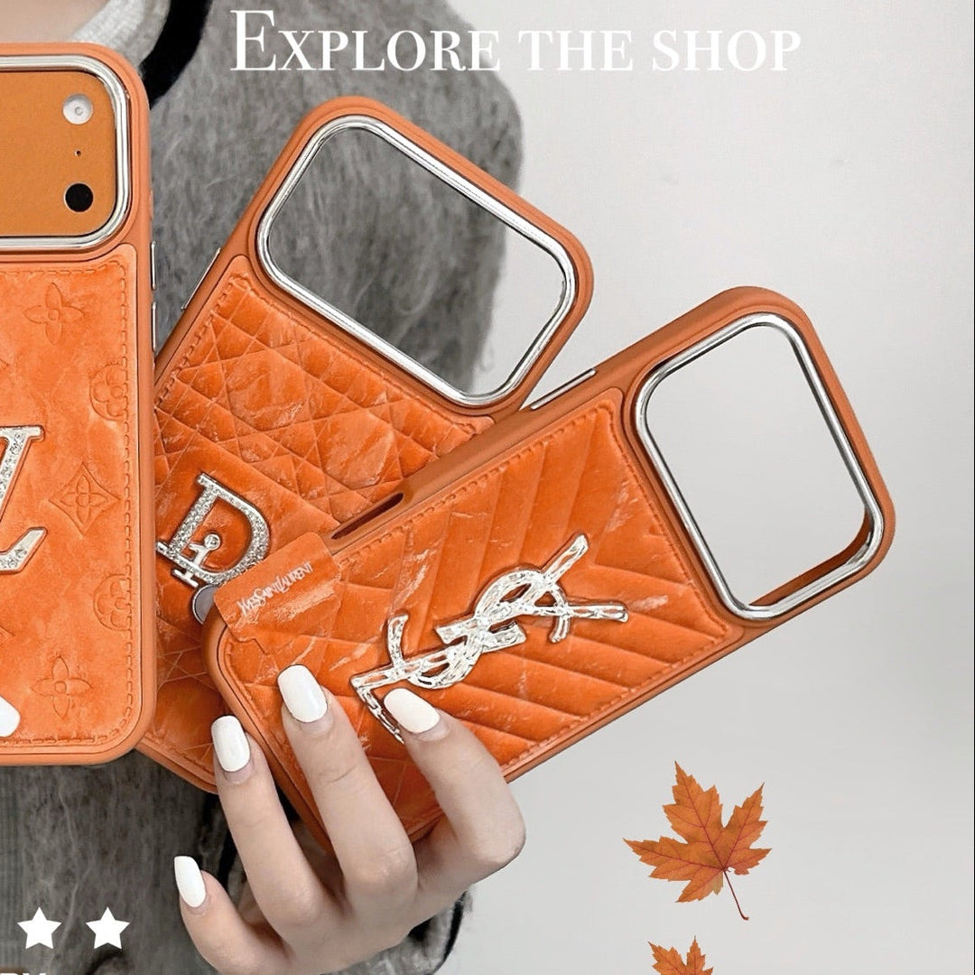 Designer-Inspired Quilted Case – Elegant Orange Edition
