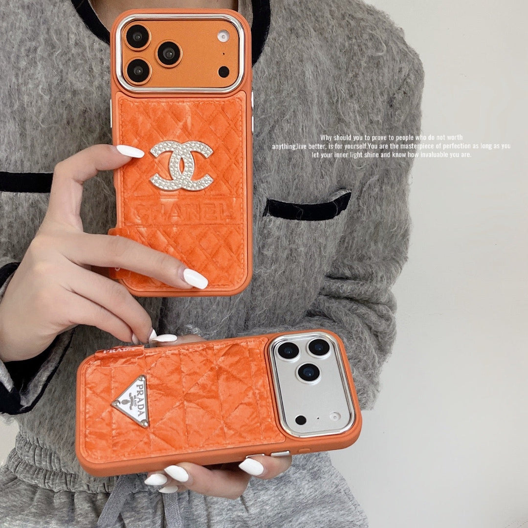 Designer-Inspired Quilted Case – Elegant Orange Edition