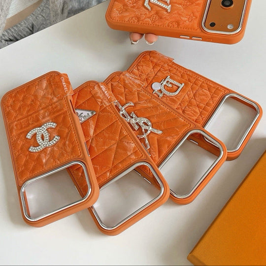 Designer-Inspired Quilted Case – Elegant Orange Edition
