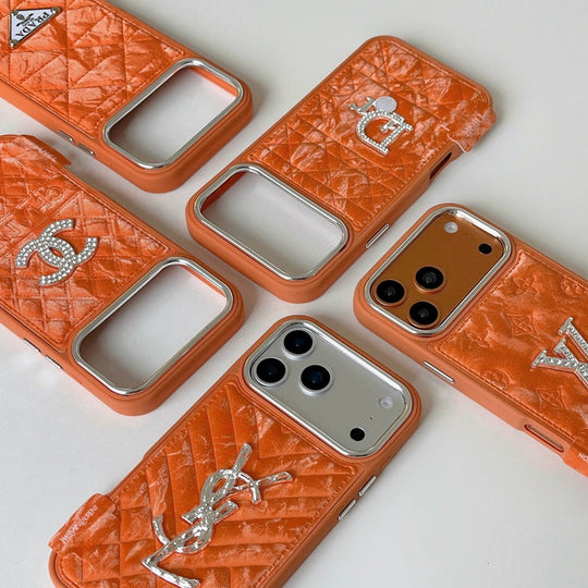 Designer-Inspired Quilted Case – Elegant Orange Edition