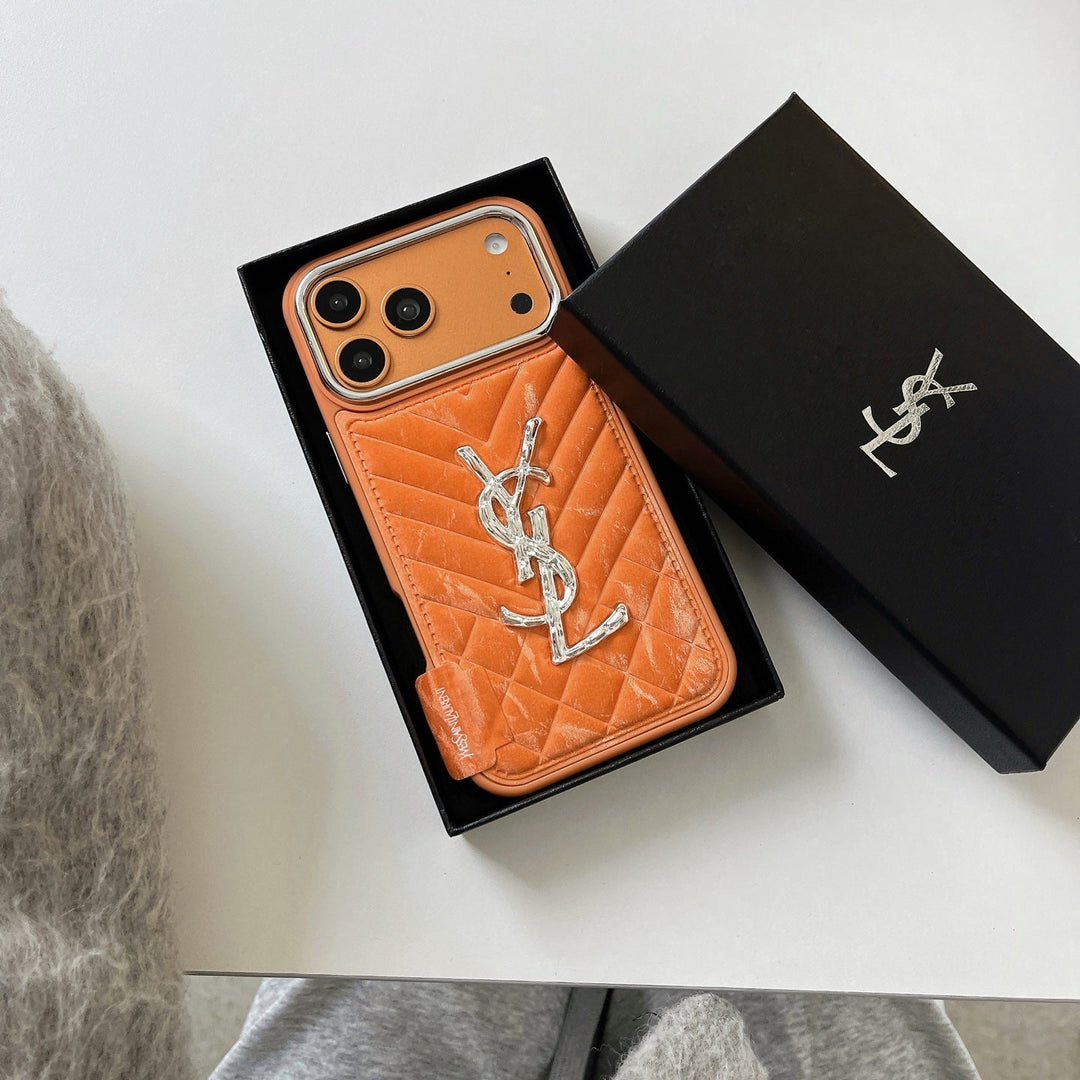Designer-Inspired Quilted Case – Elegant Orange Edition
