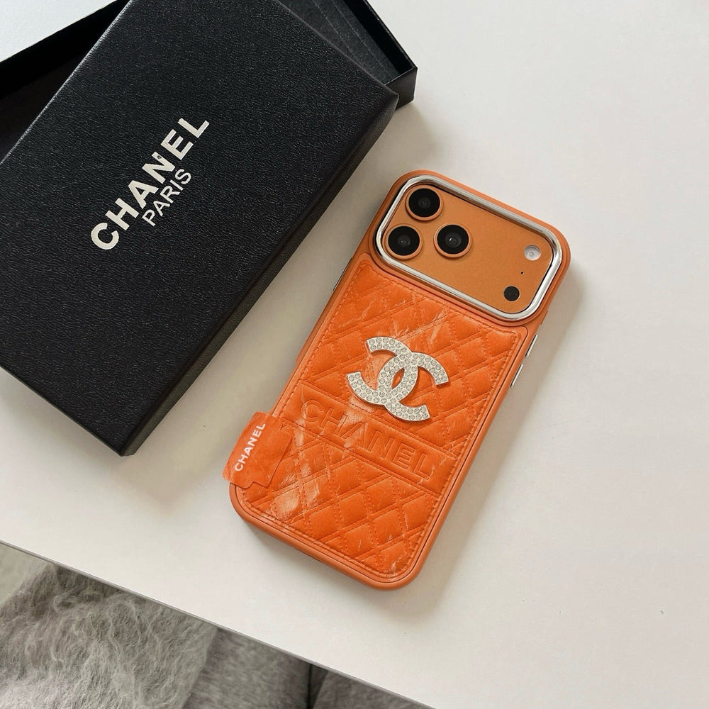 Designer-Inspired Quilted Case – Elegant Orange Edition
