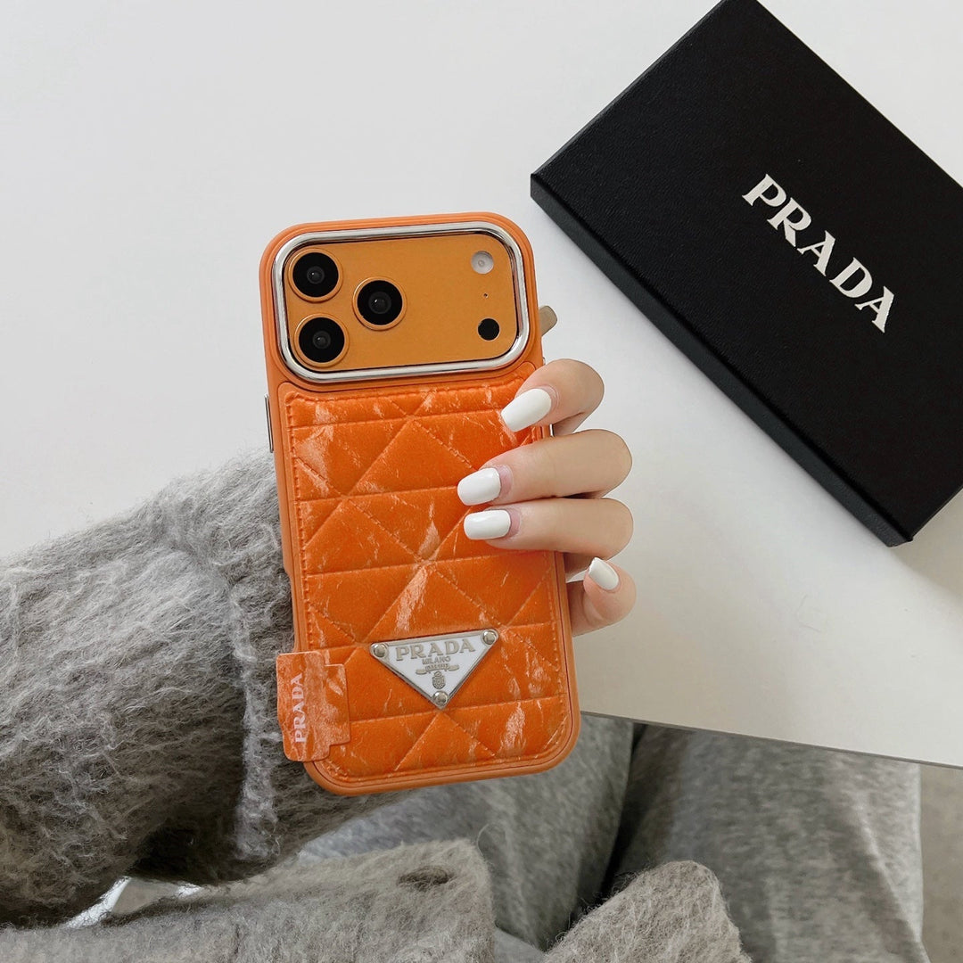Designer-Inspired Quilted Case – Elegant Orange Edition