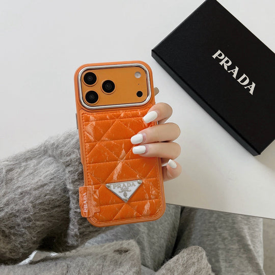 Designer-Inspired Quilted Case – Elegant Orange Edition