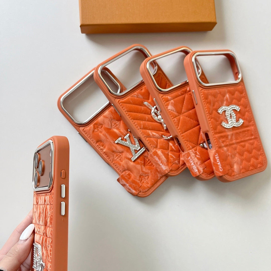 Designer-Inspired Quilted Case – Elegant Orange Edition