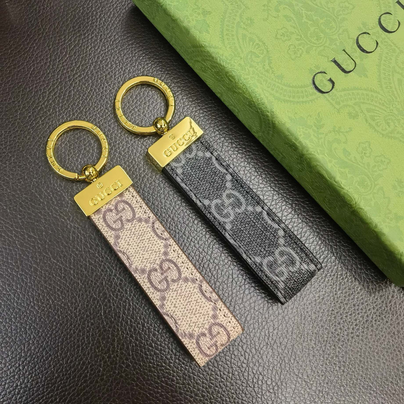 Close-up of Elegant Gucci Keychain featuring the iconic Gucci logo