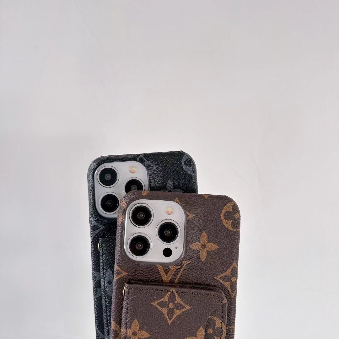 LV Monogram iPhone Case Luxury Edition with Card Holder