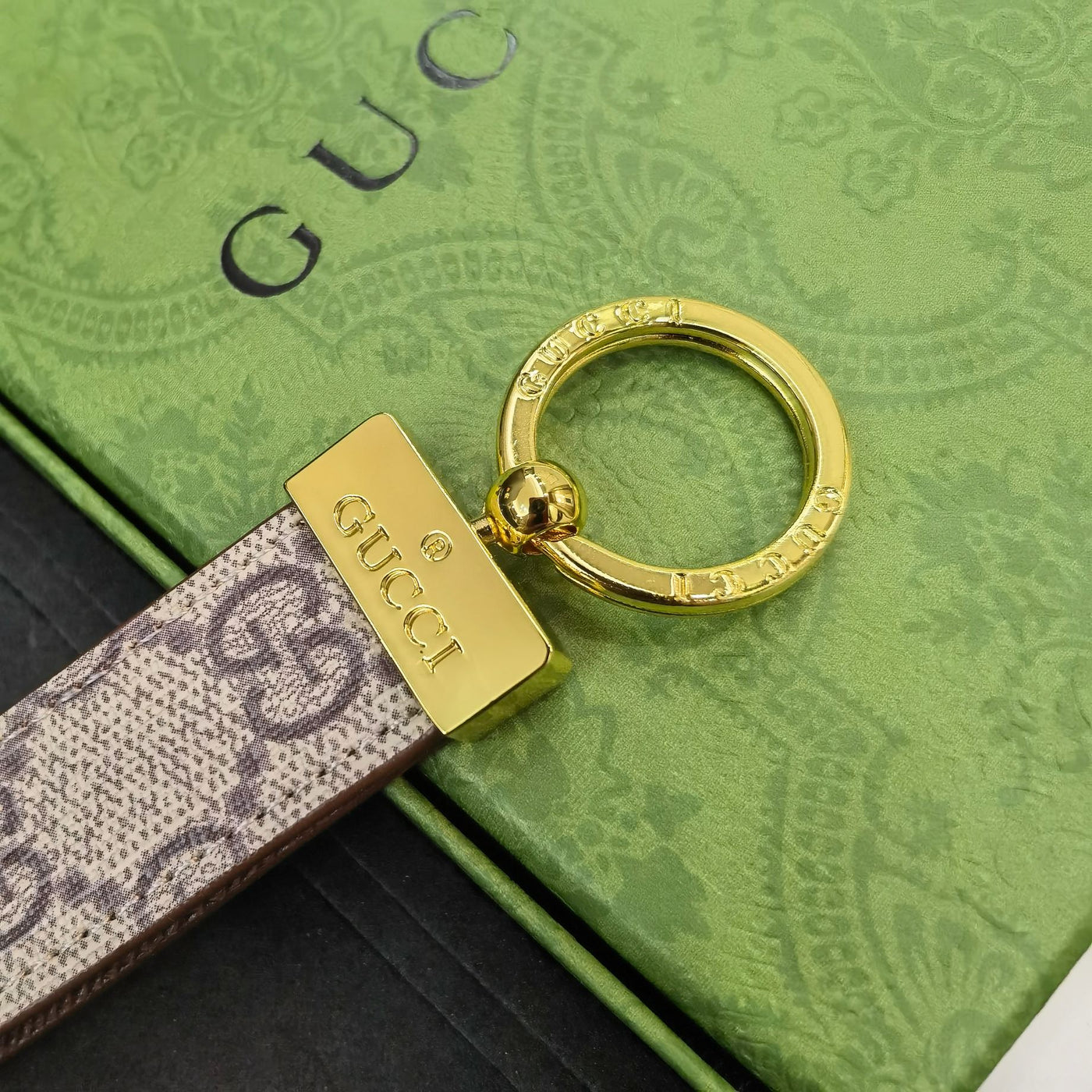 Detailed view of the Elegant Gucci Keychain showcasing its premium materials and craftsmanship