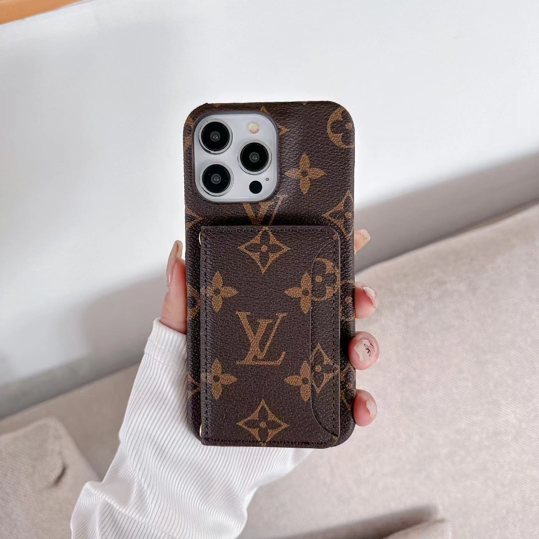 Luxury LV Monogram iPhone Case with Integrated Card Holder