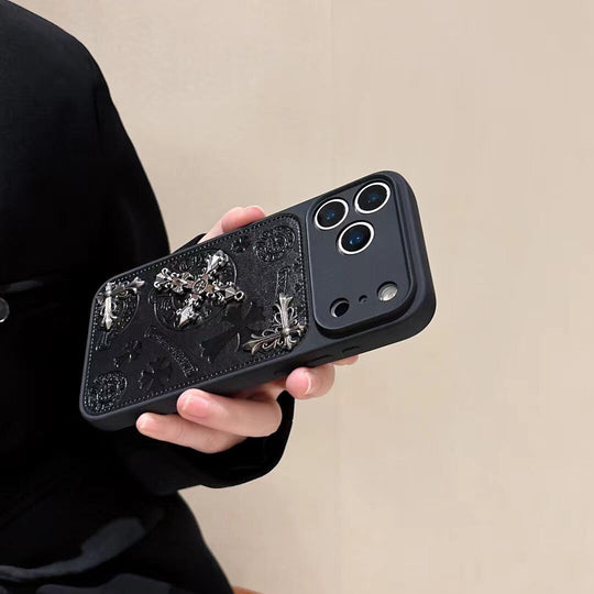 Luxury Gothic Cross Metal Embossed Protective Phone Case