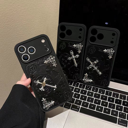 Luxury Gothic Cross Metal Embossed Protective Phone Case