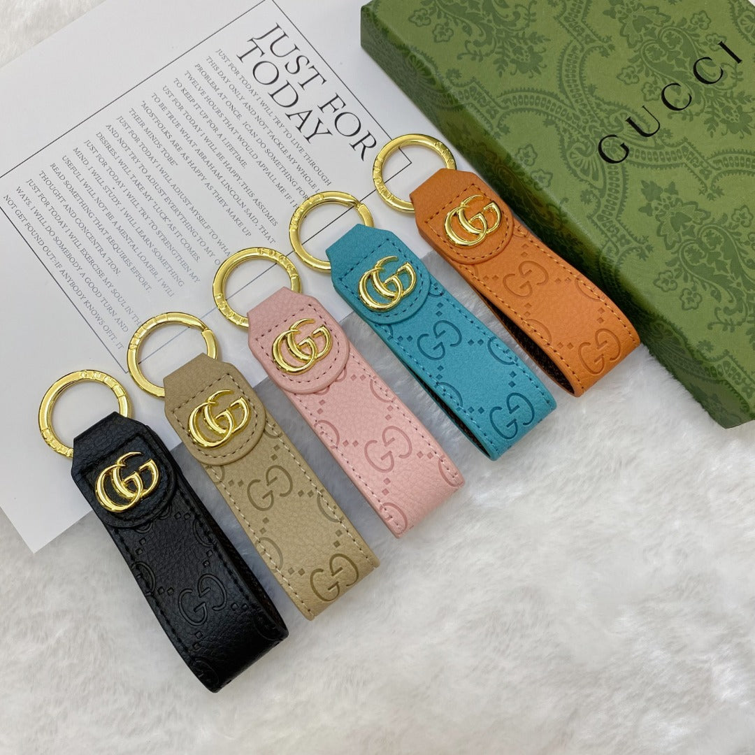 Close-up of Gucci Keychain showcasing the iconic logo and refined design