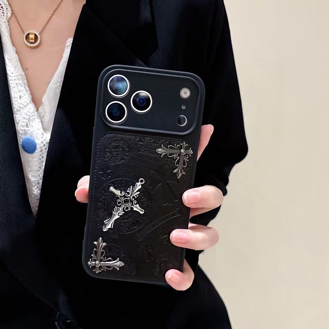 Luxury Gothic Cross Metal Embossed Protective Phone Case