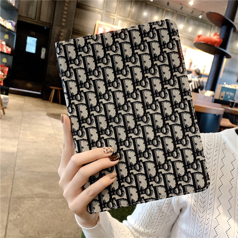 Woven Monogram Smart iPad Case in Black Beige