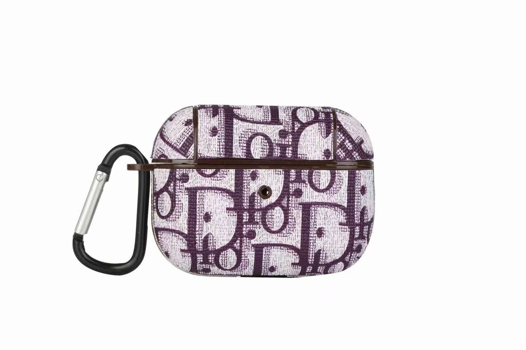 Designer-Style Monogram AirPods Case with Hook