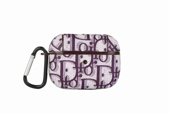 Designer-Style Monogram AirPods Case with Hook