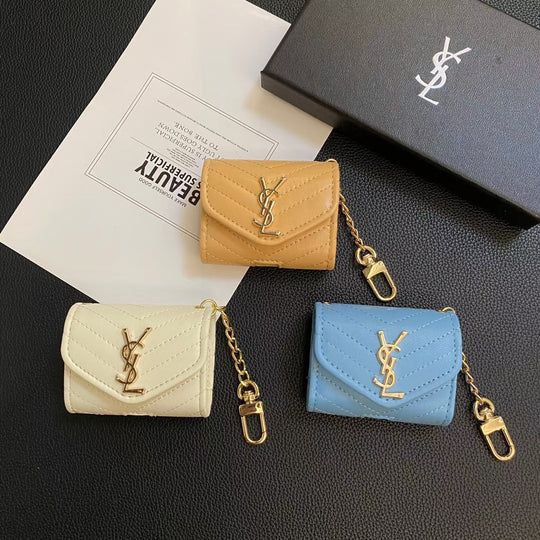 Luxury Quilted AirPods Case with Gold Chain