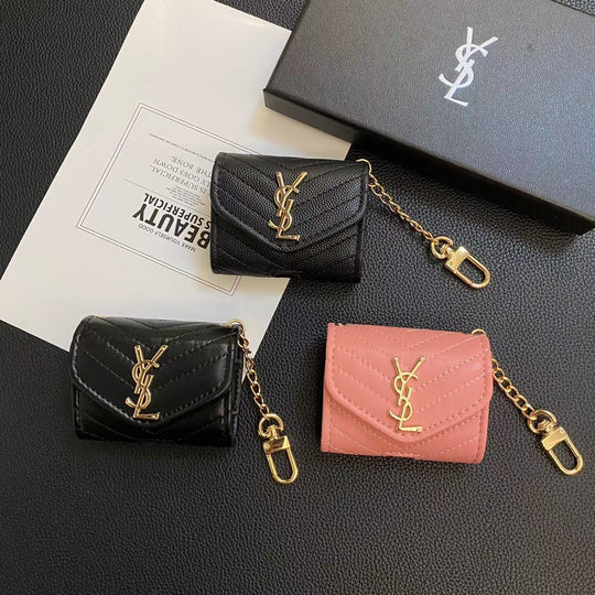 Luxury Quilted AirPods Case with Gold Chain