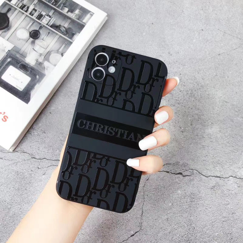 Black Gloss Icon Pattern Case – Premium Minimalist Design