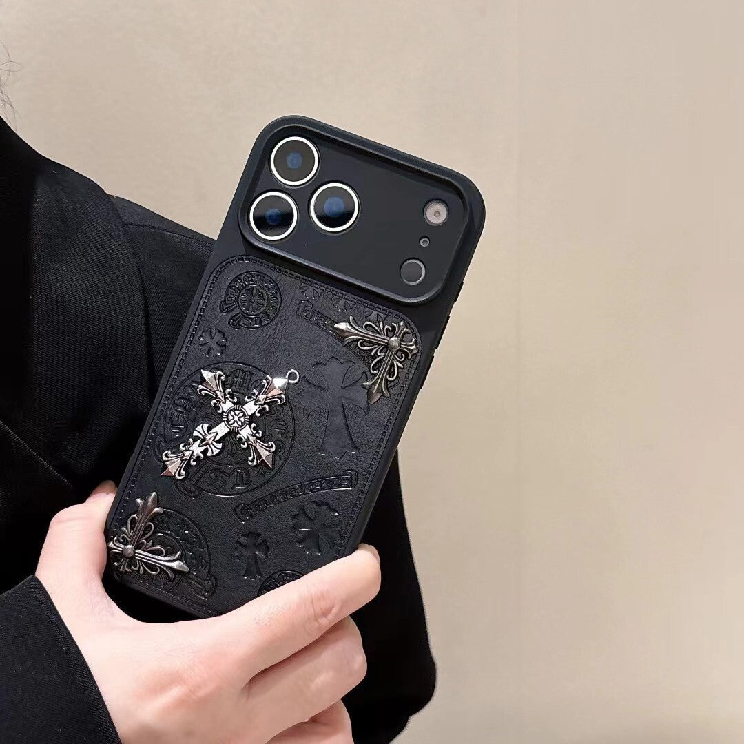 Luxury Gothic Cross Metal Embossed Protective Phone Case