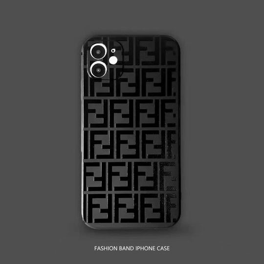 Black Gloss Icon Pattern Case – Premium Minimalist Design