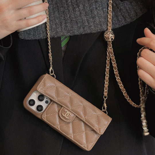 Luxury crossbody wallet iPhone case with chain strap - product image 14