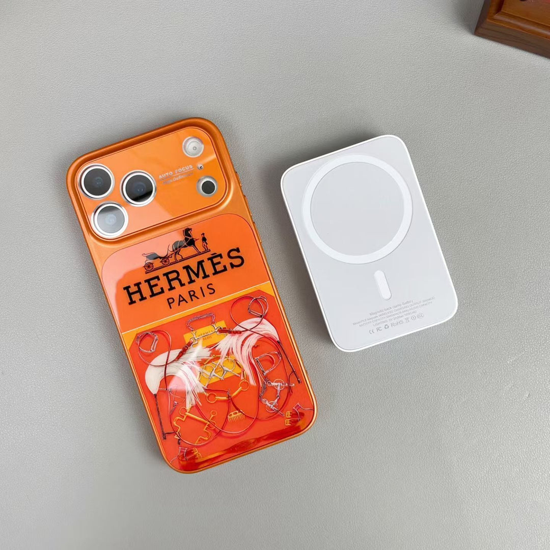 Luxury Orange Horse Carriage MagSafe Phone Case