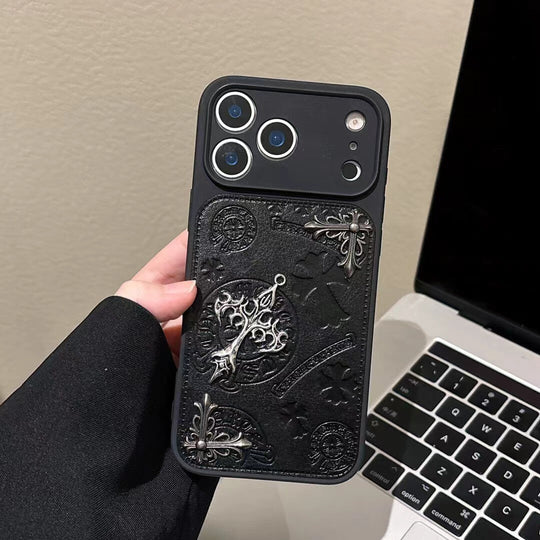 Luxury Gothic Cross Metal Embossed Protective Phone Case