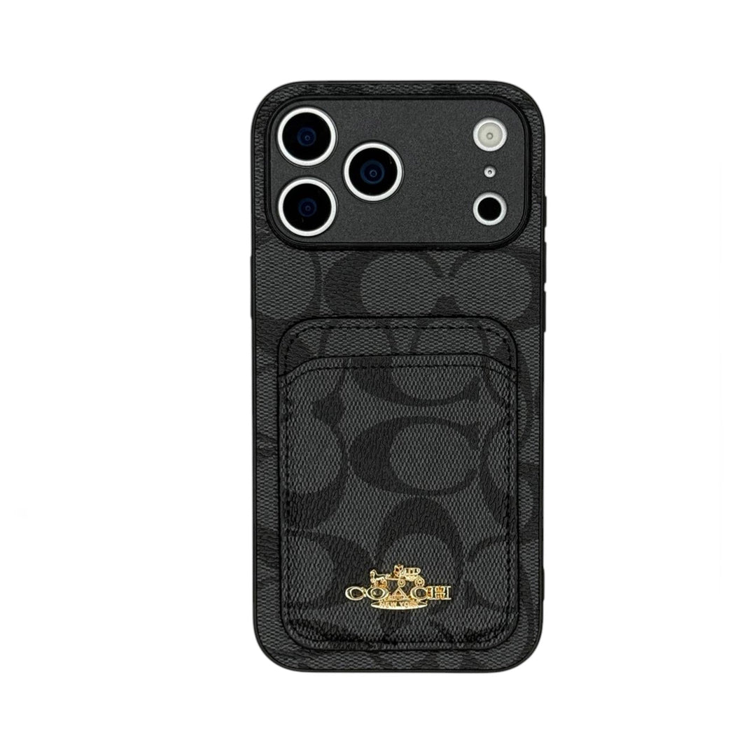 Signature Monogram Card Holder iPhone Case - iPhone 18 Pro Max - Black | Easy-Cases