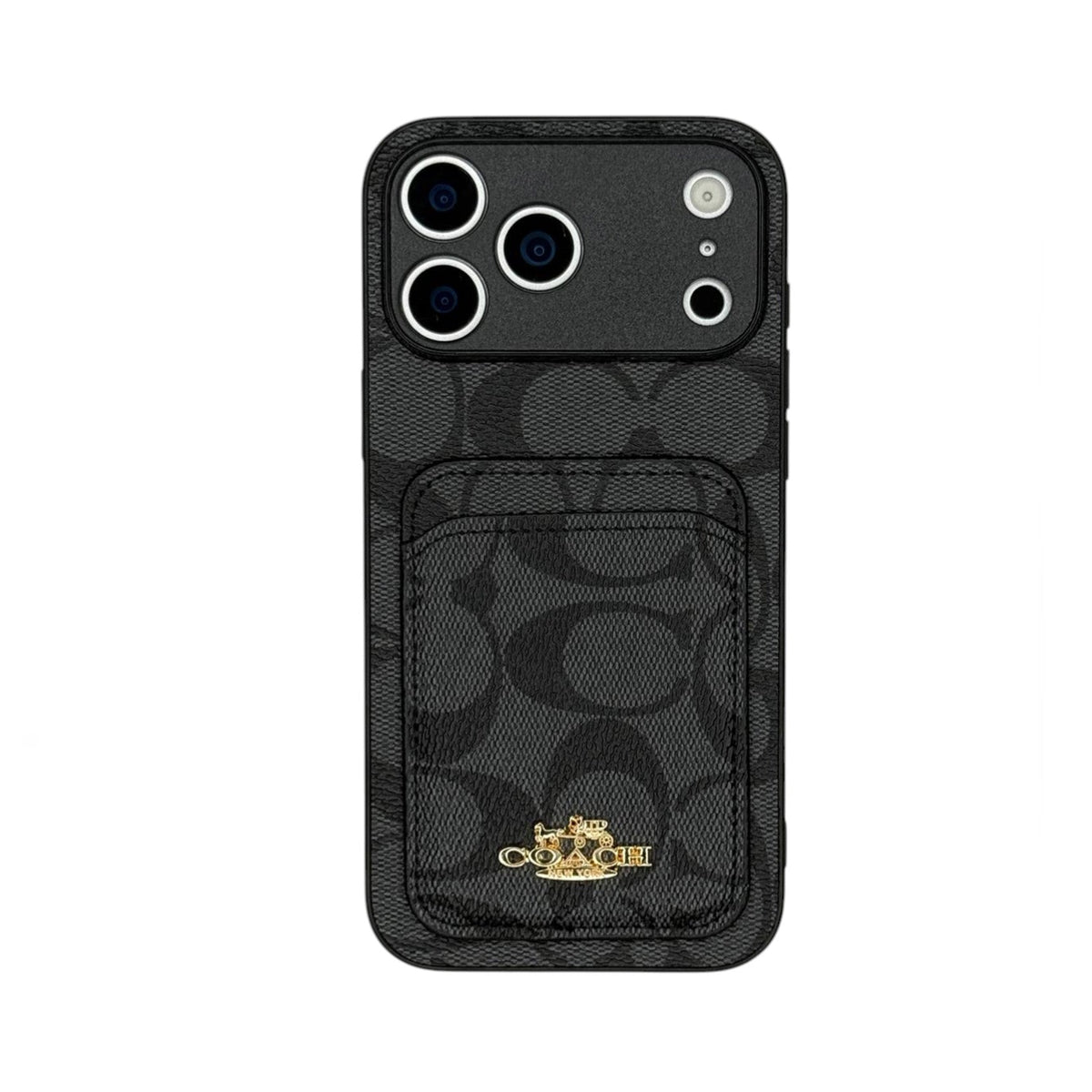 Signature Monogram Card Holder iPhone Case - iPhone 18 Pro Max - Black | Easy-Cases