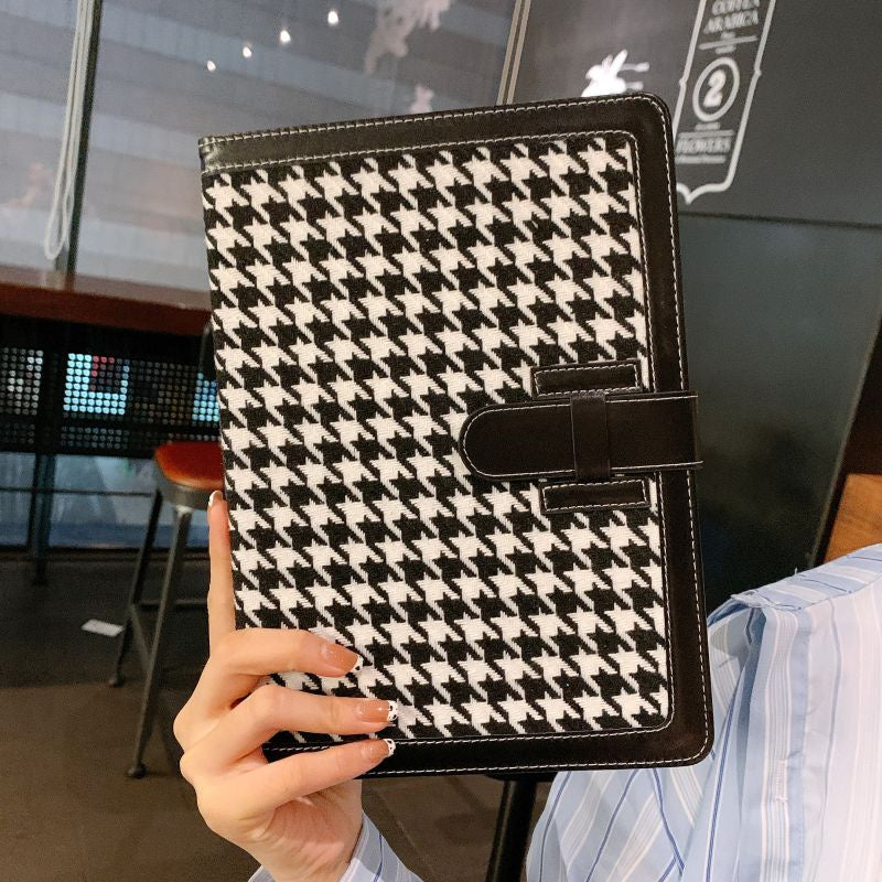 Houndstooth Buckle Smart iPad Case in Black White