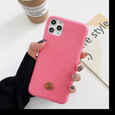 GG Style Embossed Chic Phone Case for iPhone