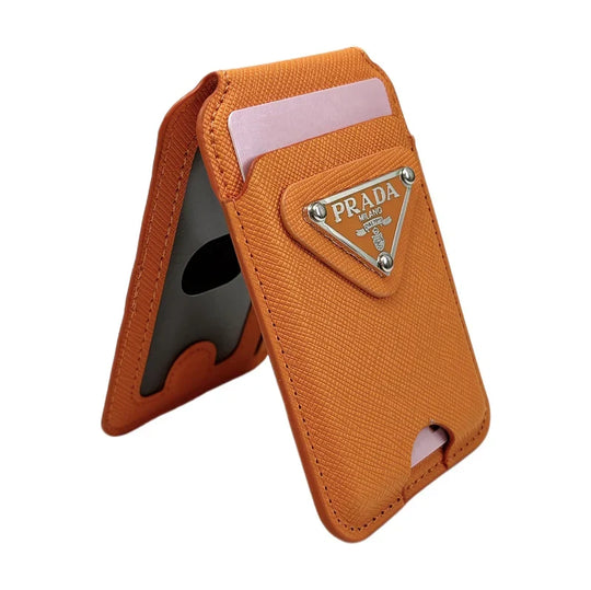 Crossgrain Magnetic Wallet Stand in Orange | Easy-Cases