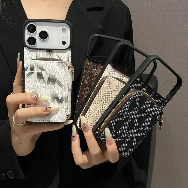 Luxury Ivory Monogram Wallet Phone Case with Card Holder for iPhone | Easy-Cases