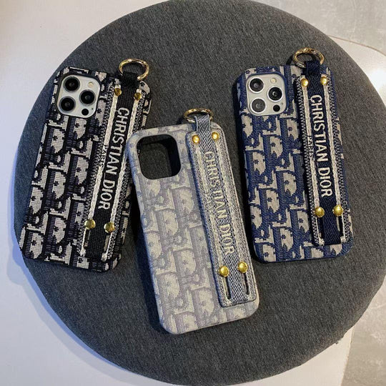 Elegant Canvas Pattern Strap iPhone Case
