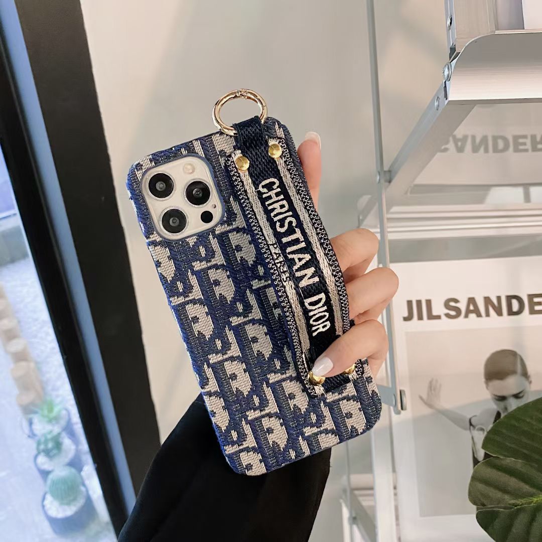 Elegant Canvas Pattern Strap iPhone Case